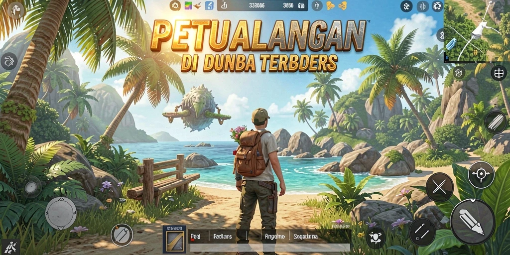 Screenshot gameplay menampilkan petualangan seru di dunia terbuka.
