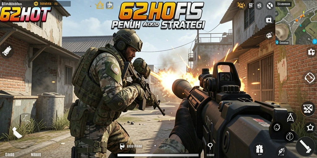 Tampilan intens pertempuran dalam 62HOT saat pemain bertempur.