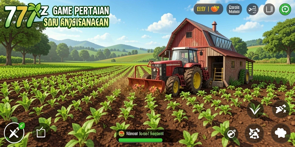Screenshot utama 777ZX menampilkan gameplay bertani yang seru dan interaktif.
