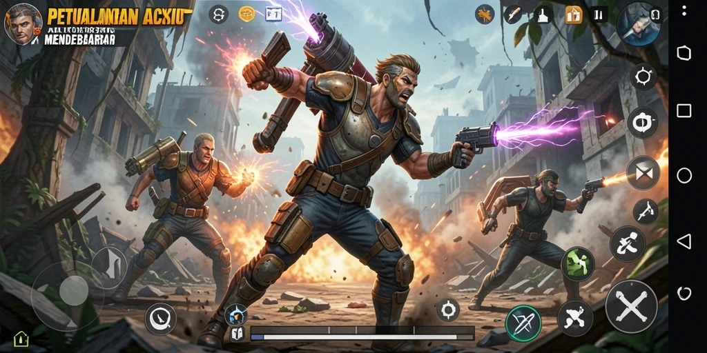 Tampilan gameplay seru dan penuh aksi di ATOM138.