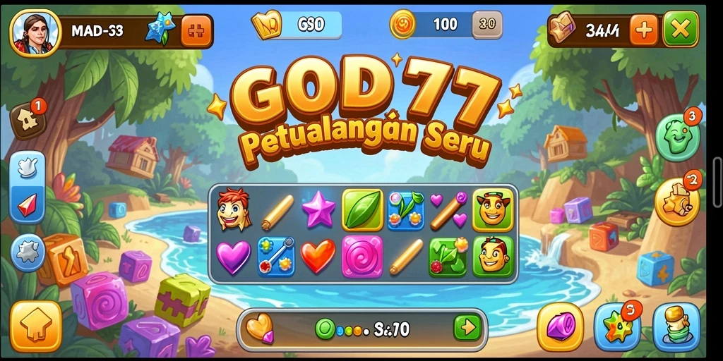 Tampilan screenshot GAMEPLAY seru dalam GOD77 Match-3