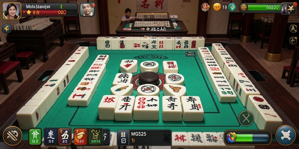 Screenshot gameplay MG525 yang menampilkan aksi Mahjong yang seru.