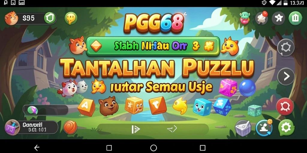 Tampilan gameplay PGG68 dengan berbagai jenis teka-teki yang menarik.