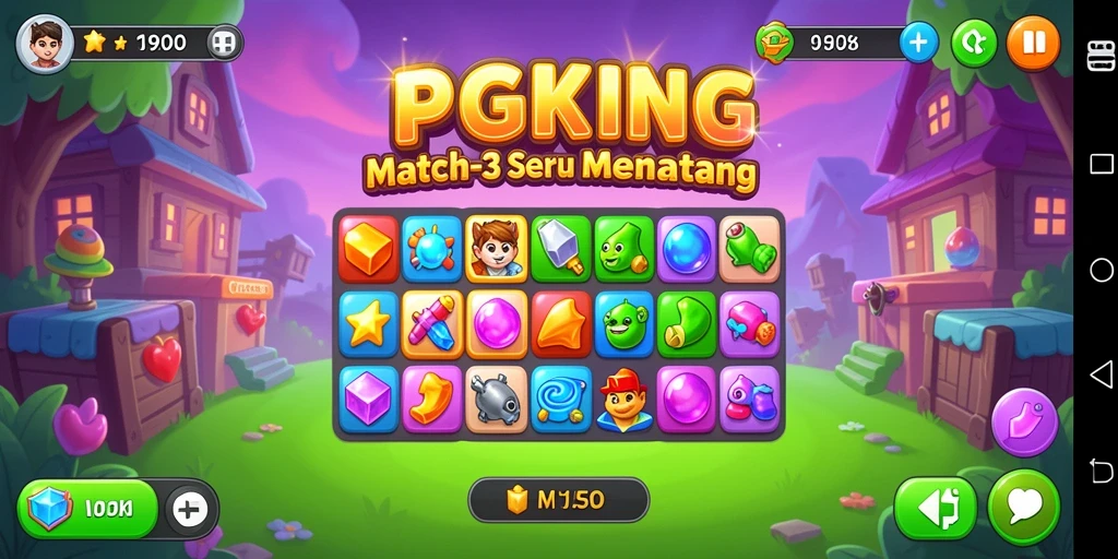 Screenshot PGKING yang menunjukkan gameplay Match-3 yang menyenangkan.