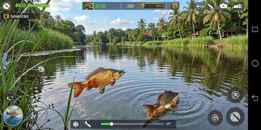 Tampilan gameplay memancing yang memukau di RK55.