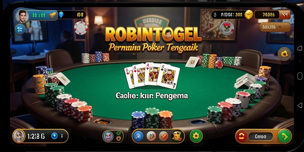 Screenshot gameplay ROBINTOGEL menampilkan aksi Poker yang seru dan mendebarkan.
