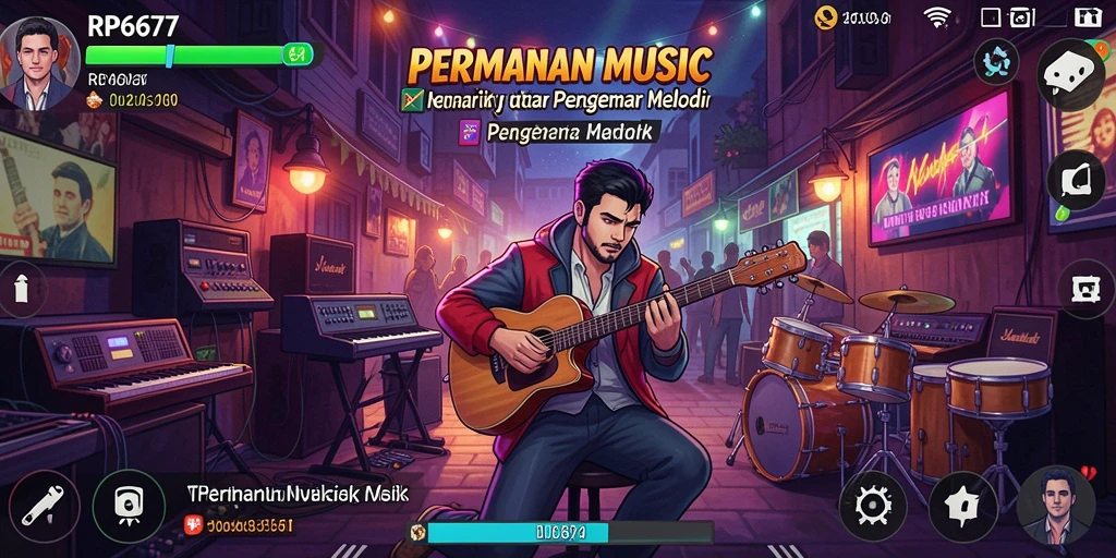 Tangkapan layar utama RP6677 menampilkan pengalaman bermain musik yang seru.